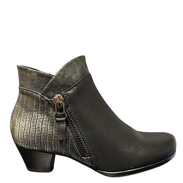 REDZ WOMENS 2 ZIP 2TONE ANKLE BOOT - BLACK